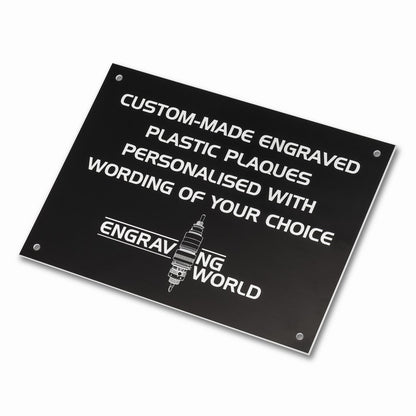 10" x 6" Personalised Engraving Engraved Sign Label Plate Plaque Signage Black/White