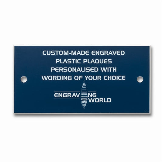 3" x 1" Personalised Engraving Engraved Sign Label Plate Plaque Signage Blue/White