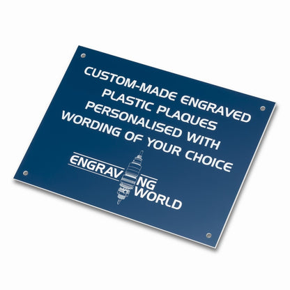 A2 Personalised Engraving Engraved Sign Label Plate Plaque Signage Blue/White