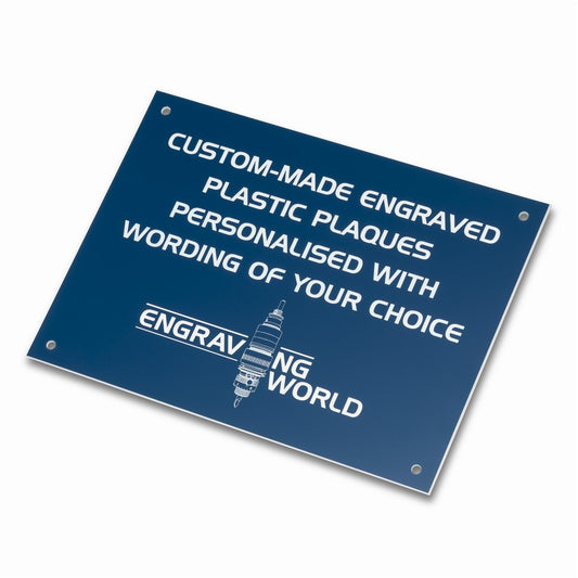 10" x 6" Personalised Engraving Engraved Sign Label Plate Plaque Signage Blue/White