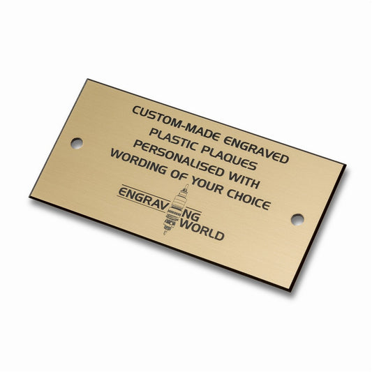 3" x 1" Personalised Engraving Engraved Sign Label Plate Plaque Signage Gold/Black
