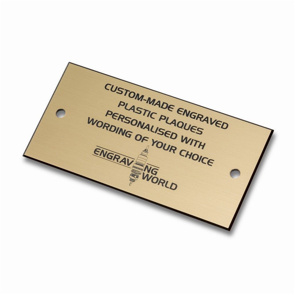 3" x 2.5" Personalised Engraving Engraved Sign Label Plate Plaque Signage Gold/Black