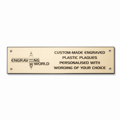 8" x 2.5" Personalised Engraving Engraved Sign Label Plate Plaque Signage Gold/Black