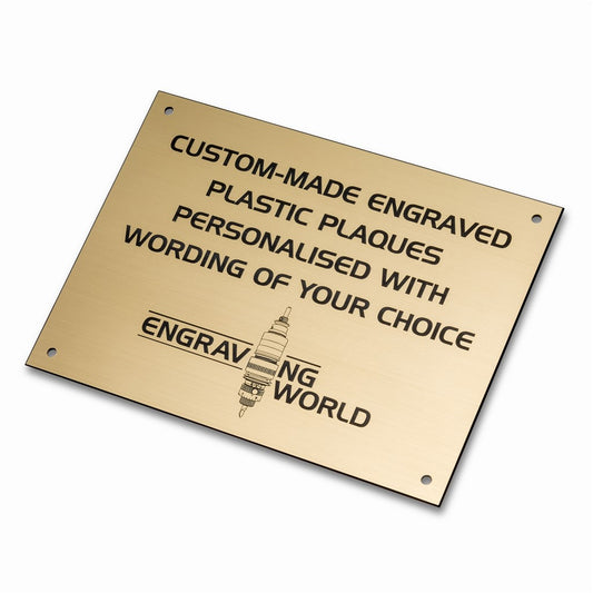 10" x 6" Personalised Engraving Engraved Sign Label Plate Plaque Signage Gold/Black