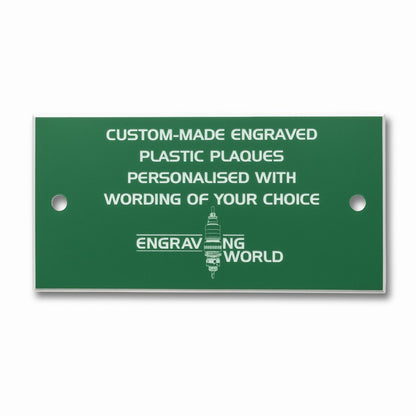 3" x 1" Personalised Engraving Engraved Sign Label Plate Plaque Signage Green/White