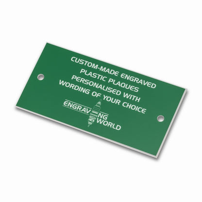 3" x 1" Personalised Engraving Engraved Sign Label Plate Plaque Signage Green/White