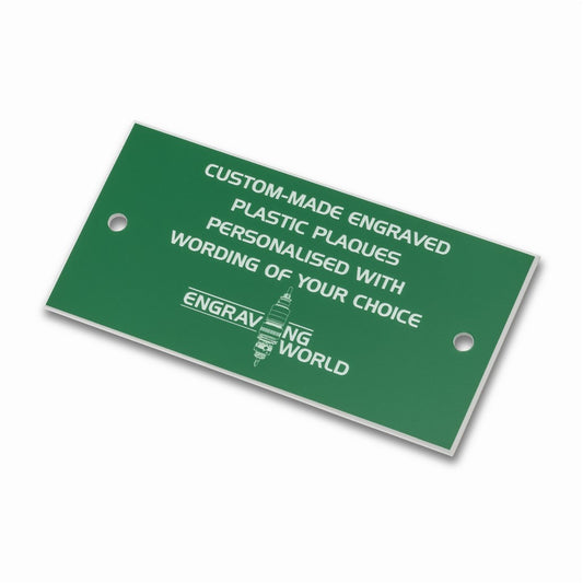 3" x 1" Personalised Engraving Engraved Sign Label Plate Plaque Signage Green/White