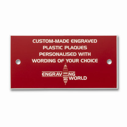 3" x 1" Personalised Engraving Engraved Sign Label Plate Plaque Signage Red/White