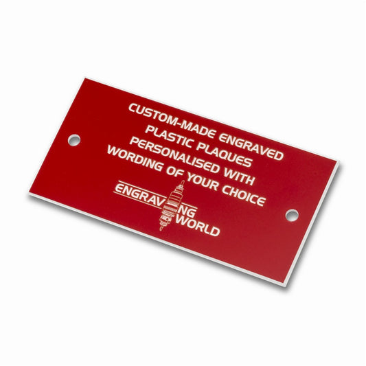 3" x 1" Personalised Engraving Engraved Sign Label Plate Plaque Signage Red/White
