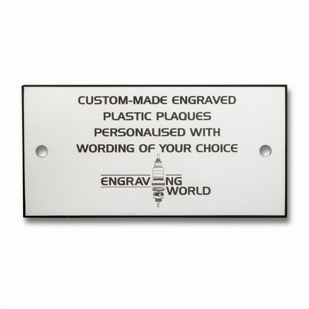 4" x 2.5" Personalised Engraving Engraved Sign Label Plate Plaque Signage Silver/Black