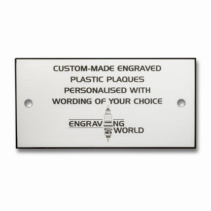 3" x 2.5" Personalised Engraving Engraved Sign Label Plate Plaque Signage Silver/Black