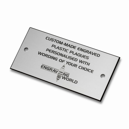 3" x 1" Personalised Engraving Engraved Sign Label Plate Plaque Signage Silver/Black