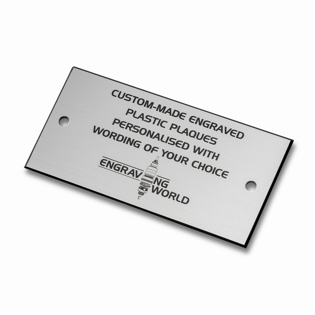 3" x 2.5" Personalised Engraving Engraved Sign Label Plate Plaque Signage Silver/Black