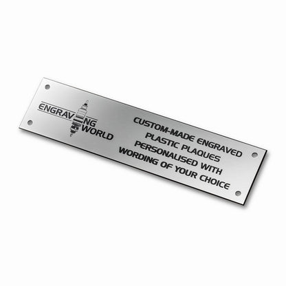 6" x 2" Personalised Engraving Engraved Sign Label Plate Plaque Signage Silver/Black