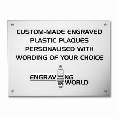 10" x 6" Personalised Engraving Engraved Sign Label Plate Plaque Signage Silver/Black