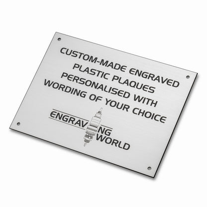 10" x 6" Personalised Engraving Engraved Sign Label Plate Plaque Signage Silver/Black