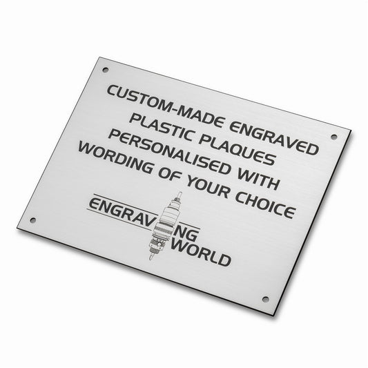 10" x 6" Personalised Engraving Engraved Sign Label Plate Plaque Signage Silver/Black
