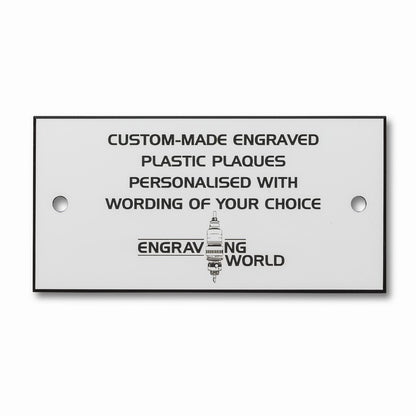 5" x 1.5" Personalised Engraving Engraved Sign Label Plate Plaque Signage White/Black