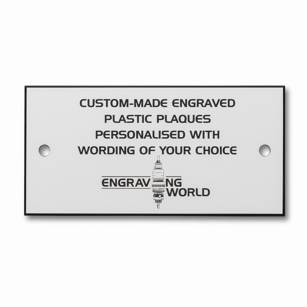 4" x 2.5" Personalised Engraving Engraved Sign Label Plate Plaque Signage White/Black