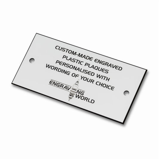 3" x 1" Personalised Engraving Engraved Sign Label Plate Plaque Signage White/Black