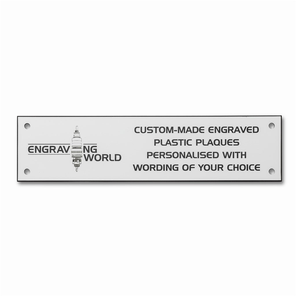 6" x 2" Personalised Engraving Engraved Sign Label Plate Plaque Signage White/Black