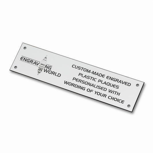 10" x 2" Personalised Engraving Engraved Sign Label Plate Plaque Signage White/Black