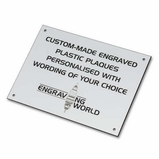 10" x 6" Personalised Engraving Engraved Sign Label Plate Plaque Signage White/Black