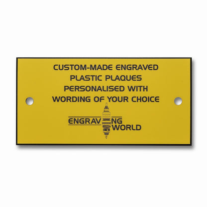 3" x 1" Personalised Engraving Engraved Sign Label Plate Plaque Signage Yellow/Black