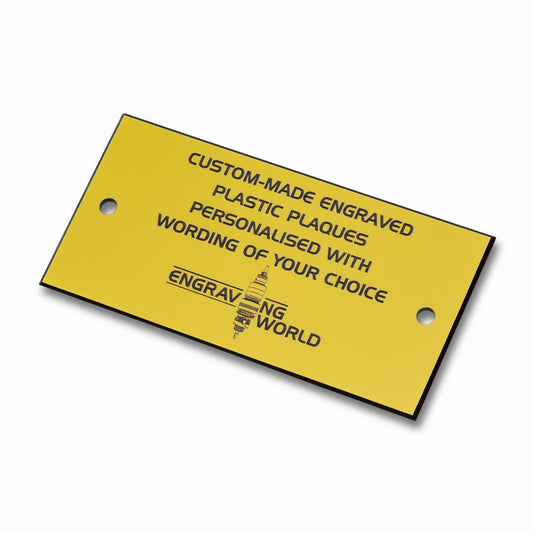 3" x 1" Personalised Engraving Engraved Sign Label Plate Plaque Signage Yellow/Black