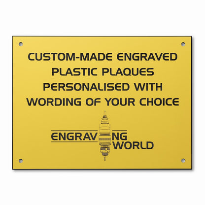 A4 Personalised Engraving Engraved Sign Label Plate Plaque Signage Yellow/Black