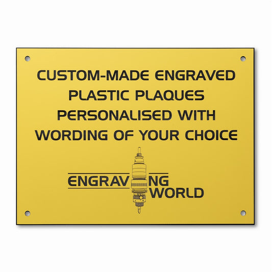 10" x 6" Personalised Engraving Engraved Sign Label Plate Plaque Signage Yellow/Black