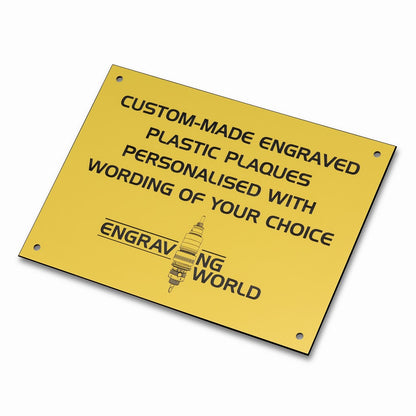 A4 Personalised Engraving Engraved Sign Label Plate Plaque Signage Yellow/Black