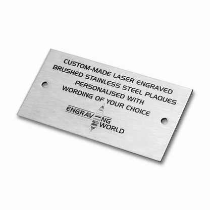 76mm x 26mm (3" x 1") Personalised 316 Stainless Steel Laser Engraved Bench Plaque Plate Sign