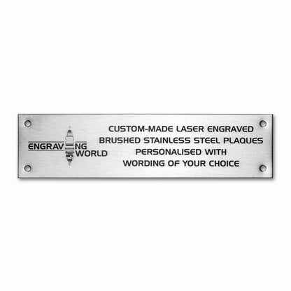152mm x 63mm (6" x 2.5") Personalised 316 Stainless Steel Laser Engraved Bench Plaque Plate Sign