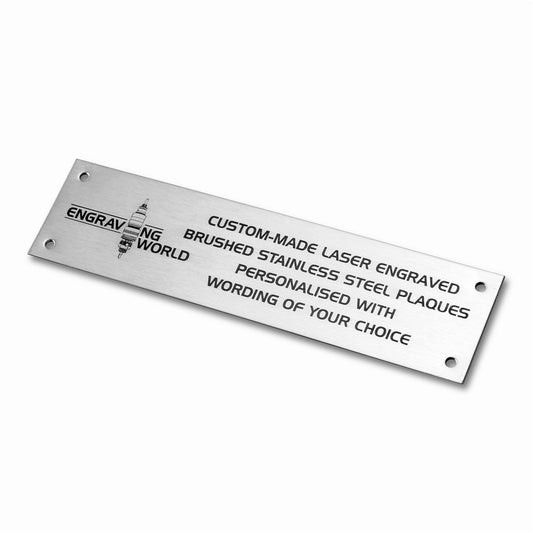 254mm x 51mm (10" x 2") Personalised 316 Stainless Steel Laser Engraved Bench Plaque Plate Sign
