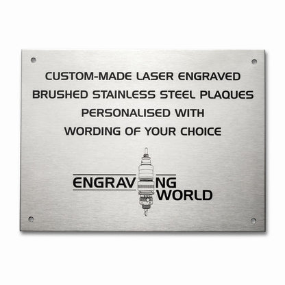 254mm x 152mm (10" x 6") Personalised 316 Stainless Steel Laser Engraved Bench Plaque Plate Sign