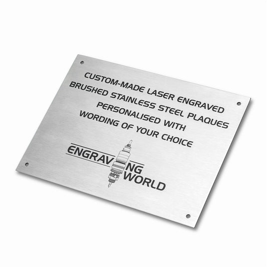 254mm x 152mm (10" x 6") Personalised 316 Stainless Steel Laser Engraved Bench Plaque Plate Sign